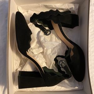 Never worn- black velvet mary jane pumps